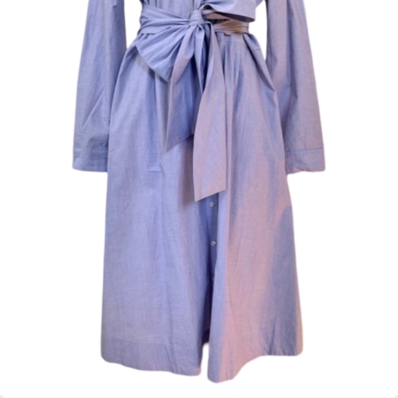 J.Crew Light Blue Tie Waist Cotton Shirtdress Classic Button Down Size 6 - Picture 7 of 10